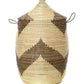 Swahili African Modern Set of Three Black and Beige Mixed Pattern Hampers