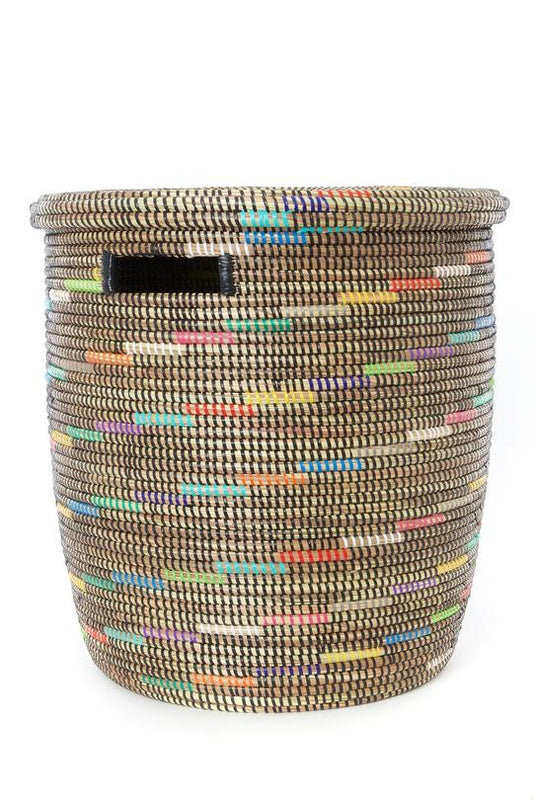Swahili African Modern Sable Swirl Flat Lid Storage Basket