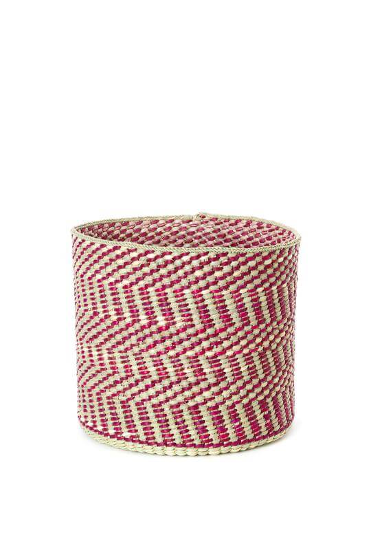 Swahili African Modern Berry & Natural Maila Milulu Reed Baskets