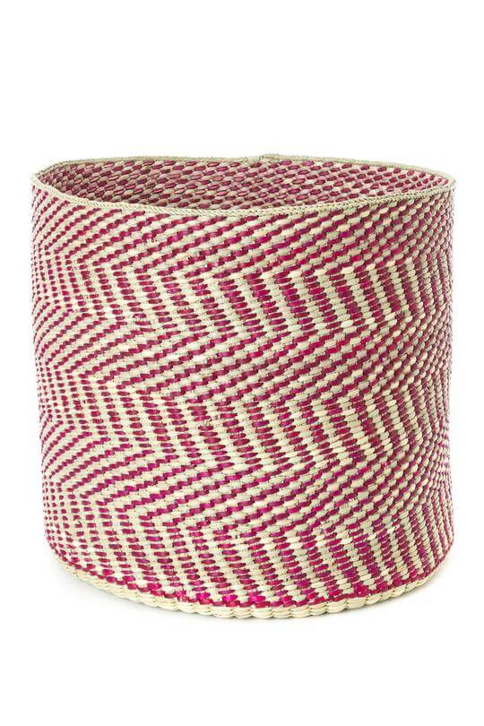 Swahili African Modern Berry & Natural Maila Milulu Reed Baskets