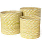 Swahili African Modern Yellow & Natural Maila Milulu Reed Baskets