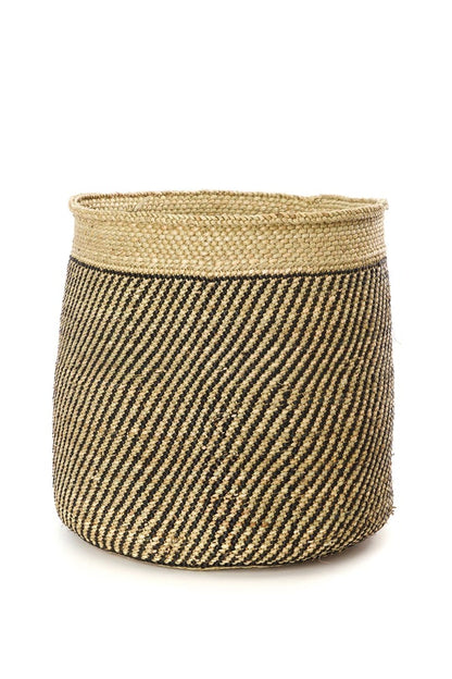 Swahili African Modern Iringa Baskets with Diagonal Black Stripes